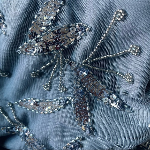 New! Aidan Mattox Blue Embellished Off-the-Shoulder Halter Gown 26753 - Picture 15 of 16